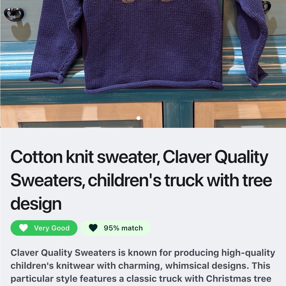 Claver Kids Blue Sweater with Truck Design - Picture 4 of 5